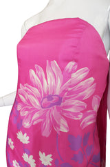 Early 1970s Pink Couture Hanae Mori Trained Gown