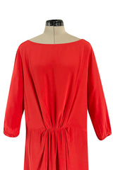 Easy to Wear Early 2000s Thakoon Bright Orange Coral Scarf Weight Silk Shift Dress