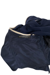 1992 Geoffrey Beene One Shoulder Navy w White Piping Top