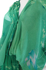 1970s Silk Chiffon Caftan Hanae Mori Dress