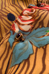 Fall 1990 Todd Oldham Horse Print Western Feel Top w Brass Buttons