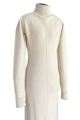 Warm & Cozy 2000s Celine by Pheobe Philo Cream Sweater Dress w High Neck