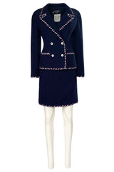 Spring 1994 Chanel Runway Documented Red & White Ribbon Navy Suit