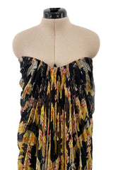 Stunning Spring 2010 Alexander McQueen Intricately Printed Strapless Bias Cut Dress