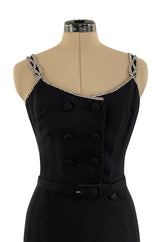 1960s Christian Dior Numbered Demi-Couture Dress w Glittering Crystal Rhinestone Straps