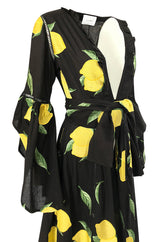 Recent We Are Leone "Amalfi Lemon" Wrap Dress Kimono Cover Up