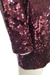 Fall 1996-97 Yves Saint Laurent Burgundy Sequin Micro Mini Dress or Tunic
