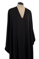 Easy to Wear 1970s Halston Simple & Chic Black Jersey Slip On Caftan Dress