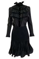 Documented Fall 1994 Valentino Haute Couture Hand Beaded & Pleated Top, Skirt & Jacket Suit Set