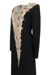 1960s Mr Blackwell Custom Label Crystal, Bead and Pearl Illusion Dress