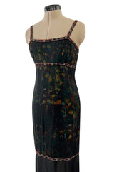 Striking Fall 1997 Chanel by Karl Lagerfeld Runway Watercolour Black Dress w Bead Detail