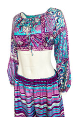 Spring 1970 Donald Brooks Documented Cropped Top & Pants Silk Set