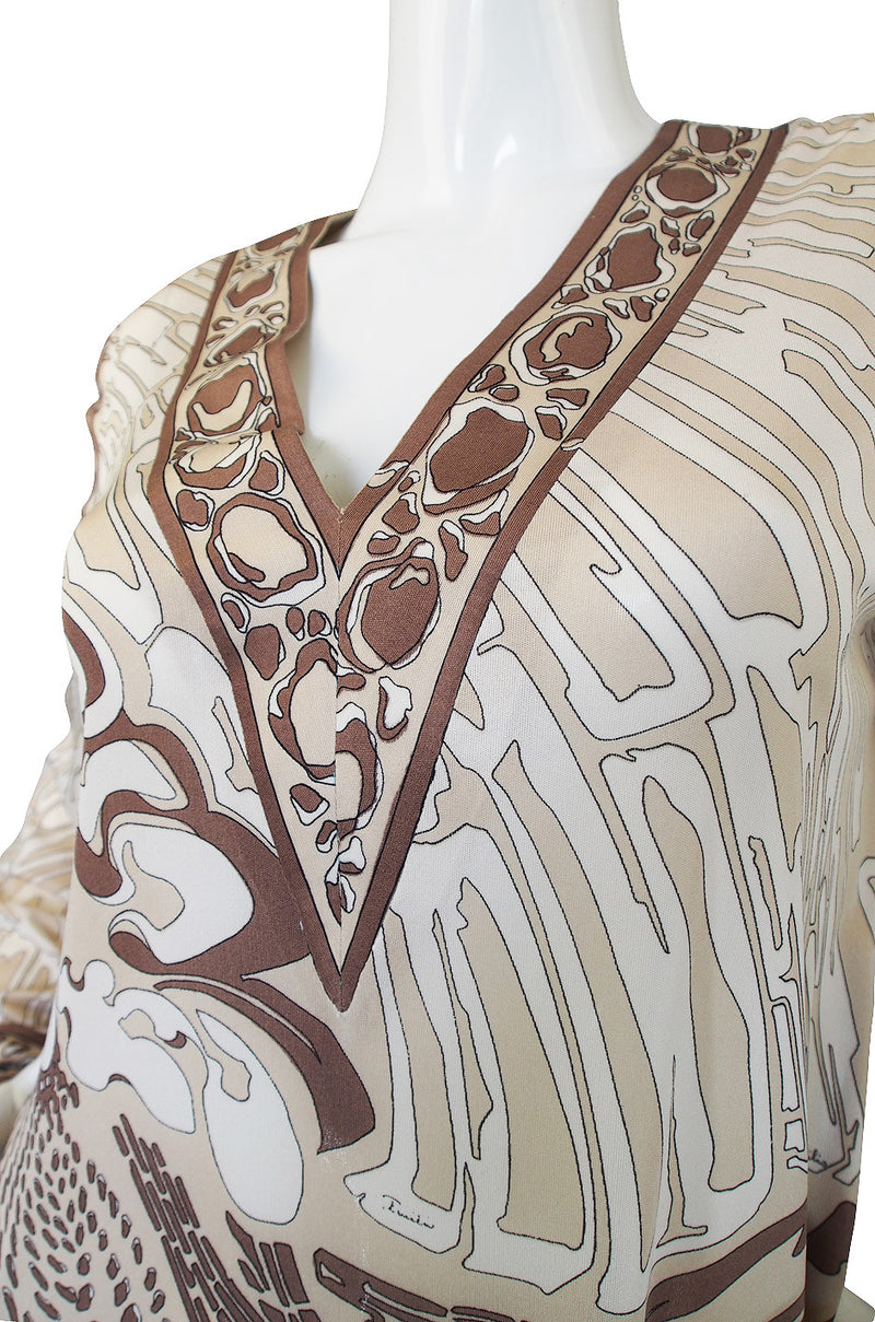 1960s Amazing Silk Jersey Pucci Caftan Dress