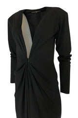 F/W 1985 Yves Saint Laurent Ad Campaign Black Jersey Plunge Dress