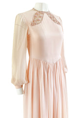 1960s Tiziani by Karl Lagerfeld Couture Blush Silk Chiffon & Sequin Dress