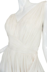 1950s Ivory Silk Pleated Dress in the Manner of Jean Desses