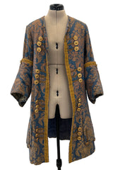 Remarkable Late 1800s Charles H. Fox Theatre Costume Gold & Blue Brocade Great Coat