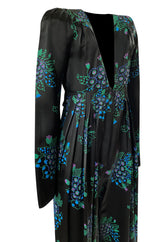 c. 1974 Ossie Clark Celia 'One Step Two Step' Celia Birtwell Print Black Jumpsuit