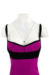 Bespoke 2012 Narciso Rodriguez Couture Graphic Pink & Black Silk Dress w Trained Back