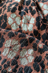 Early 1980s Madame Gres Silver Thread Ruffled Floral Print Maxi Skirt