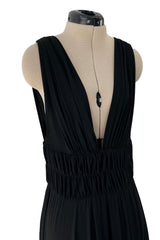 Documented Spring 1986 Yves Saint Laurent Runway Black Jersey Plunge Dress