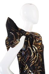 1970s Ruben Panis Metallic Silk Chiffon Gown