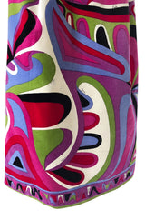 1960s Emilio Pucci Swirling Pink & Lavender Print Cotton Velvet Skirt