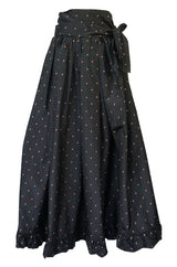 1981 Yves Saint Laurent Embroidered Silk Taffeta Full Maxi Skirt