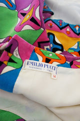 1960s Emilio Pucci Cross Print Multi-Color Sleeveless Cotton Velvet Top
