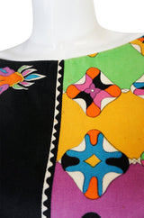 1960s Emilio Pucci Cross Print Multi-Color Sleeveless Cotton Velvet Top