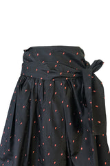 1981 Yves Saint Laurent Embroidered Silk Taffeta Full Maxi Skirt