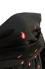 1981 Yves Saint Laurent Embroidered Silk Taffeta Full Maxi Skirt