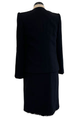Minimalist Fall 2000 Chanel by Karl Lagerfeld Haute Couture Runway Look 11 Black Dress & Jacket Suit