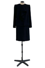Minimalist Fall 2000 Chanel by Karl Lagerfeld Haute Couture Runway Look 11 Black Dress & Jacket Suit