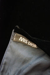Late 1960s Miss Dior Velvet Midi Dress w Large Bead and Cord Detailing