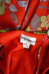 1960s Red Floral Print Jean Varon Caftan