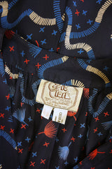 1970s Silk Ossie Clark Plunge Silk Dress