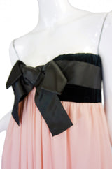 1970s Pink Strapless BIll Blass w Shawl