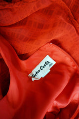 1970s Red Chiffon Victor Costa Maxi