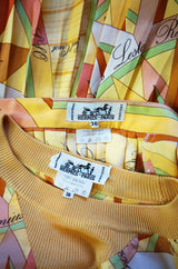 1970s Rare Hermes Silk Top & Skirt Set