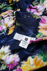 1980s Printed Silk Ungaro Wiggle Dress