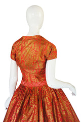 1950s Hand Painted Dance Dress & Shrug