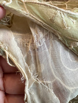 Early 1960s Carven Couture Pale Green Silk Organdy Embroidered Cut Out Dress