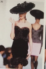 Fall 1987 Yves Saint Laurent Strapless Velvet & Silk Organza Ruffled Dress