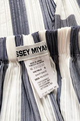 Early 1990s Issey Miyake Graphic Gray & White Elaborately Pleated Midi Skirt