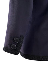 Documented Fall 1990 Yves Saint Laurent Cashmere Jacket w Leather Braid Closures