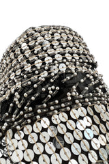 Sparkly Spring 1981 Halston Silver Sequin & Beaded Black Silk Chiffon Jacket