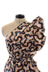 Spring 2017 Isabel Marant "Lavern" Printed One Shoulder Runway Dress w Ruffle Details