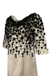 1960s Guy Laroche Haute Couture Embellished Beadwork Ivory Silk Dress