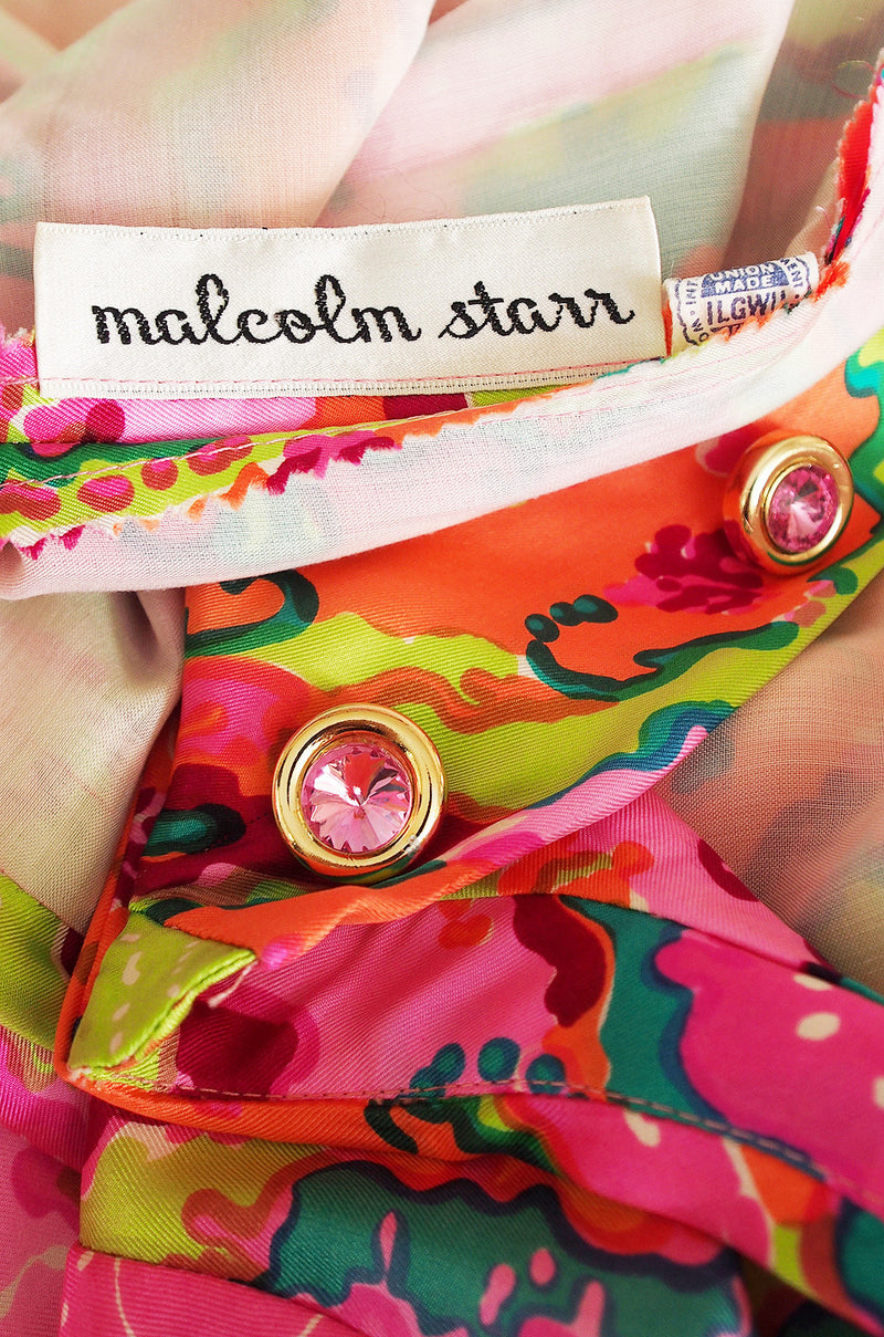 1960s Bright Pink Malcolm Starr Silk Twill Dress